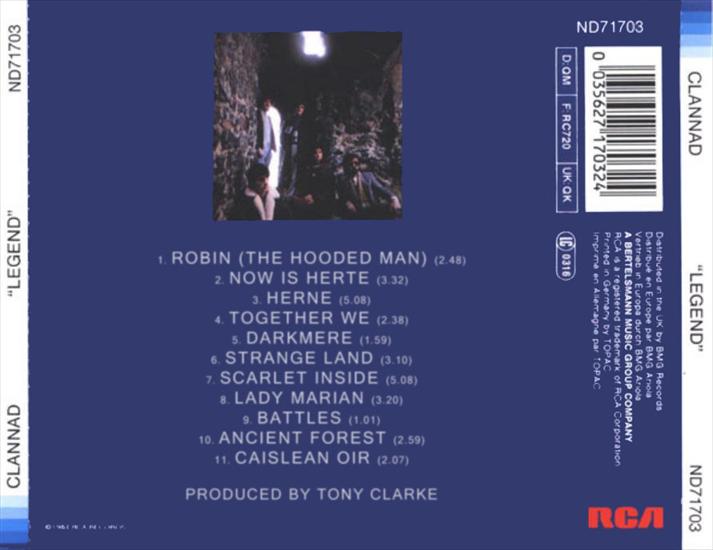 Clannad - Legend -Soundtrack Robin of Sherwood - NLT-Release - Clannad - Legend CD Back.jpg